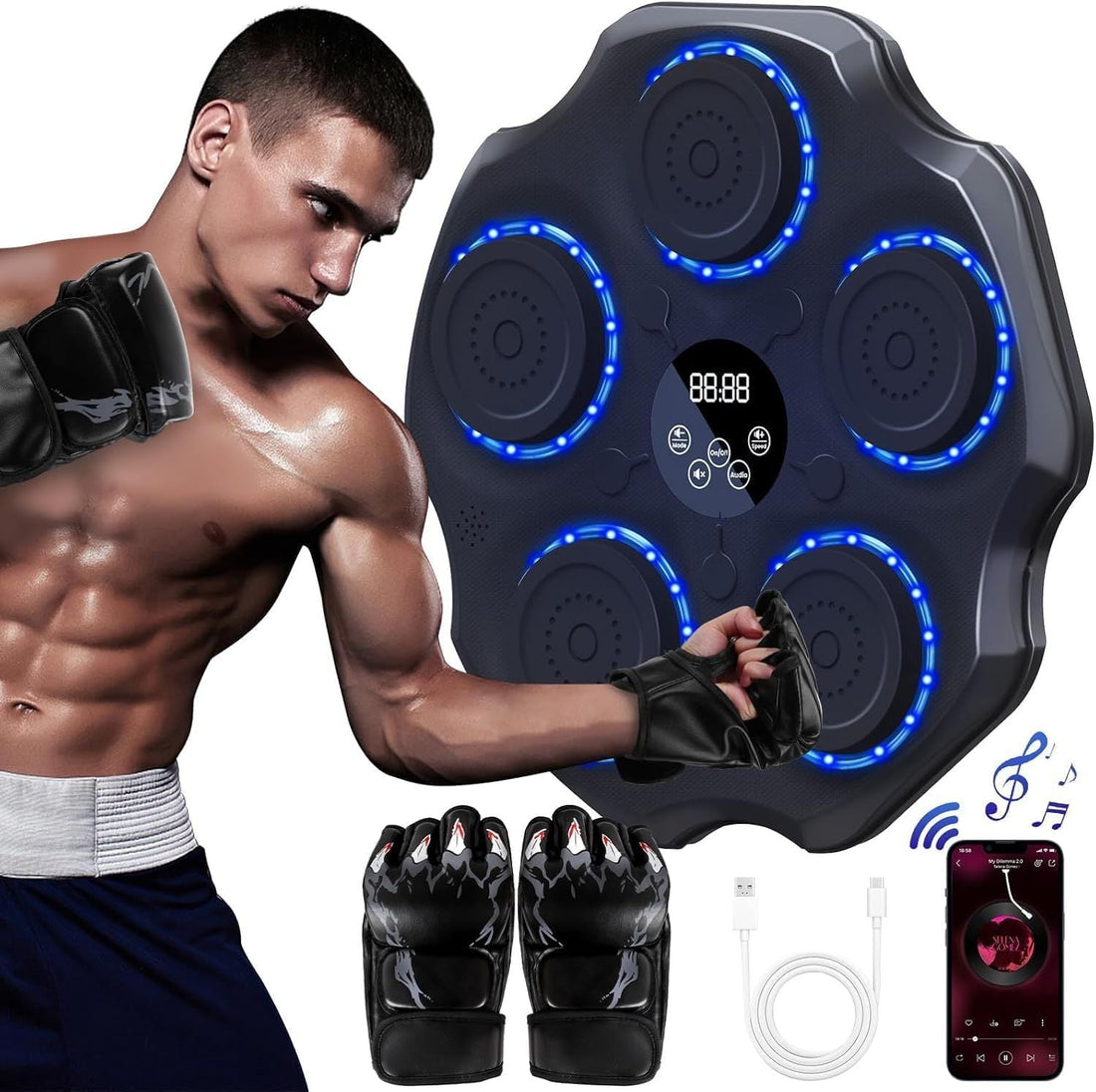 Electronic Musical Boxing Machine with Bluetooth & LED Lights